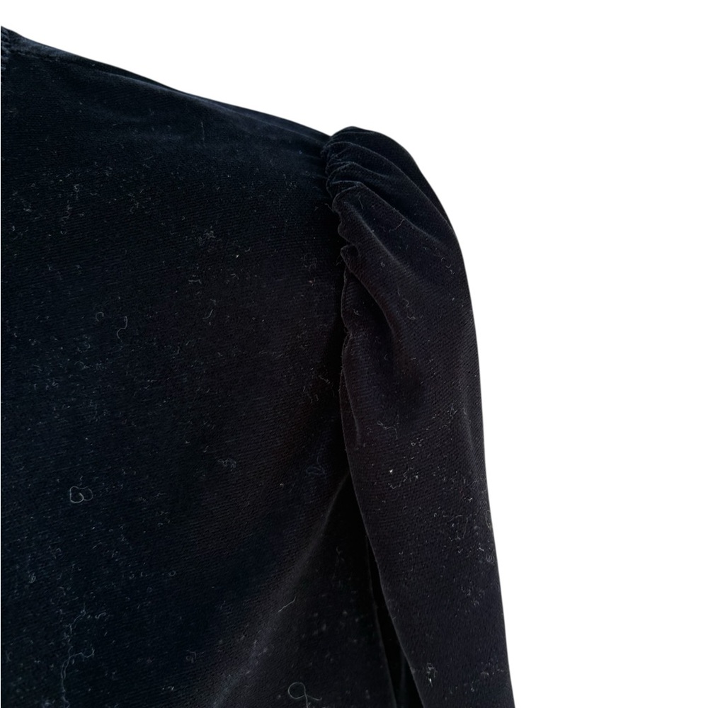 Zara Black Long Sleeve velvet mini Dress Sz XL mock neck ruffle sleeve preloved - Picture 6 of 10